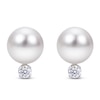 Thumbnail Image 1 of Akoya Cultured Pearl & Diamond Stud Earrings 1/20 ct tw 14K White Gold
