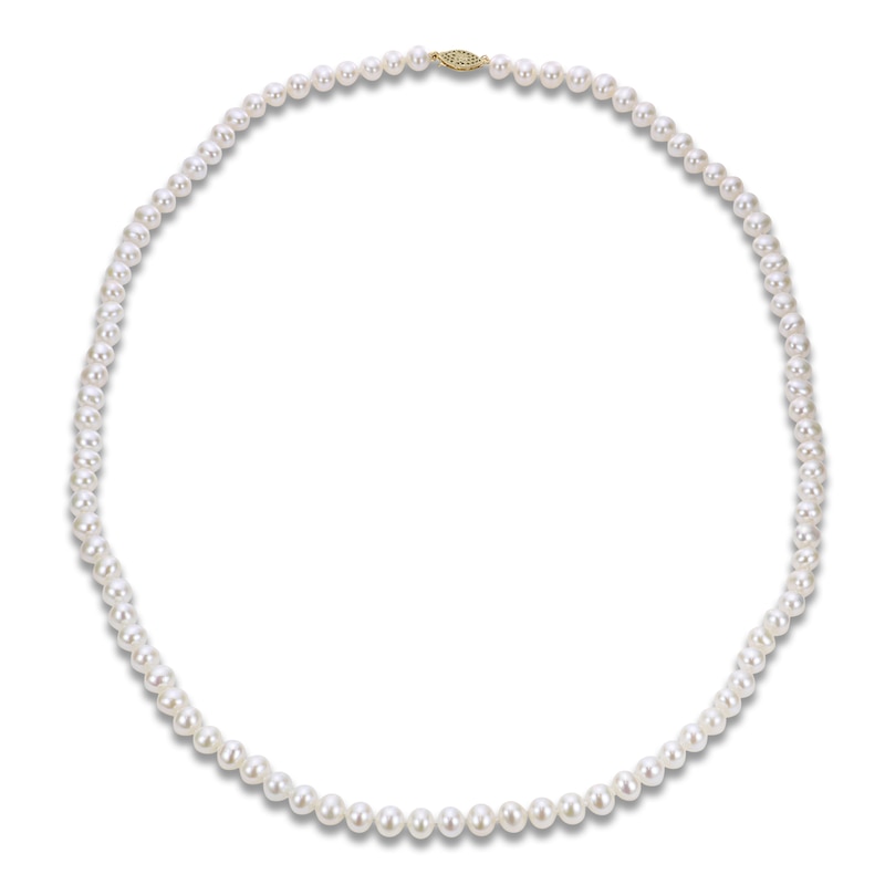Main Image 1 of Akoya Cultured Pearl Necklace 14K Yellow Gold 6.5-7mm 24"