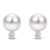 Thumbnail Image 1 of Akoya Cultured Pearl & Diamond Stud Earrings 1/20 ct tw 14K Yellow Gold