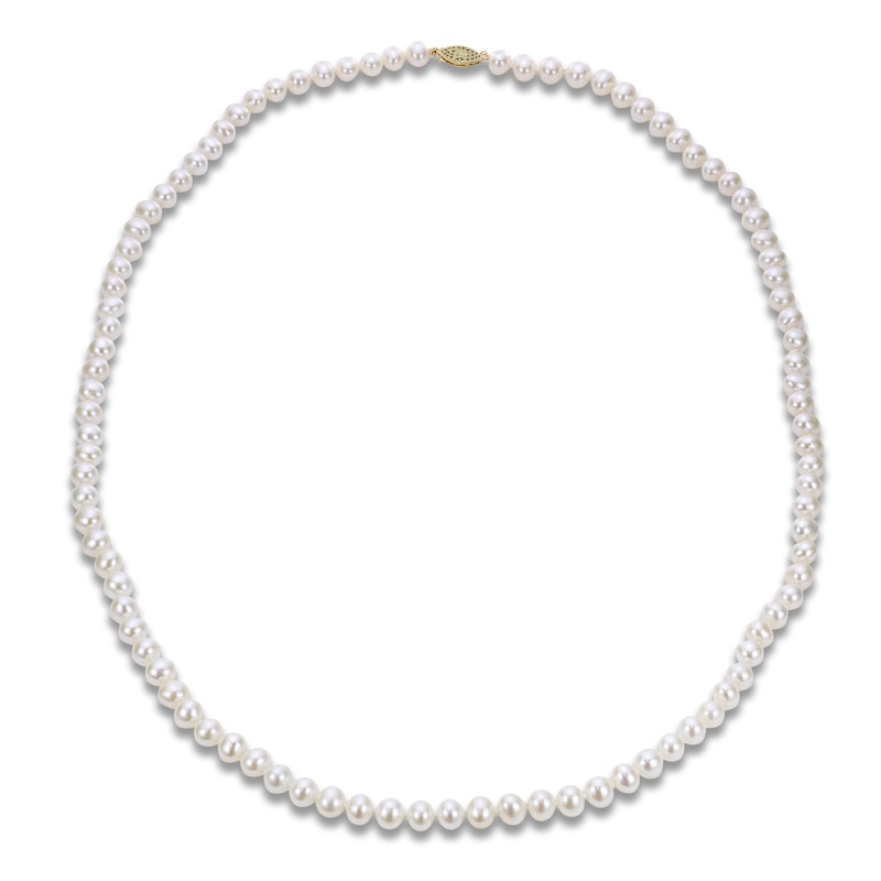 Main Image 1 of Akoya Cultured Pearl Necklace 14K Yellow Gold 5.5-6mm 24"