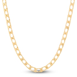 Square Curb Chain Necklace 4mm Solid 14K Yellow Gold 22"