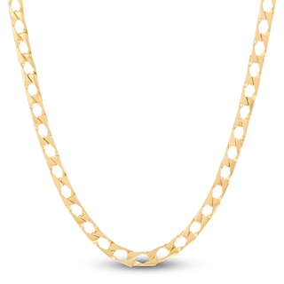 Square Curb Chain Necklace 4mm Solid 14K Yellow Gold 22"