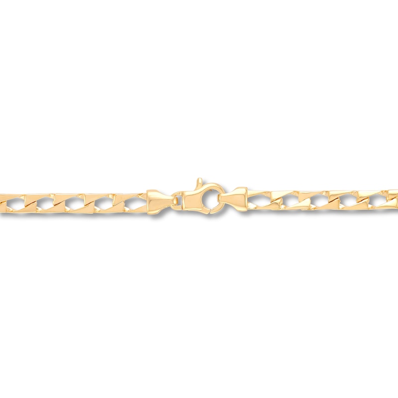Main Image 2 of Square Curb Chain Necklace 4mm Solid 14K Yellow Gold 22"