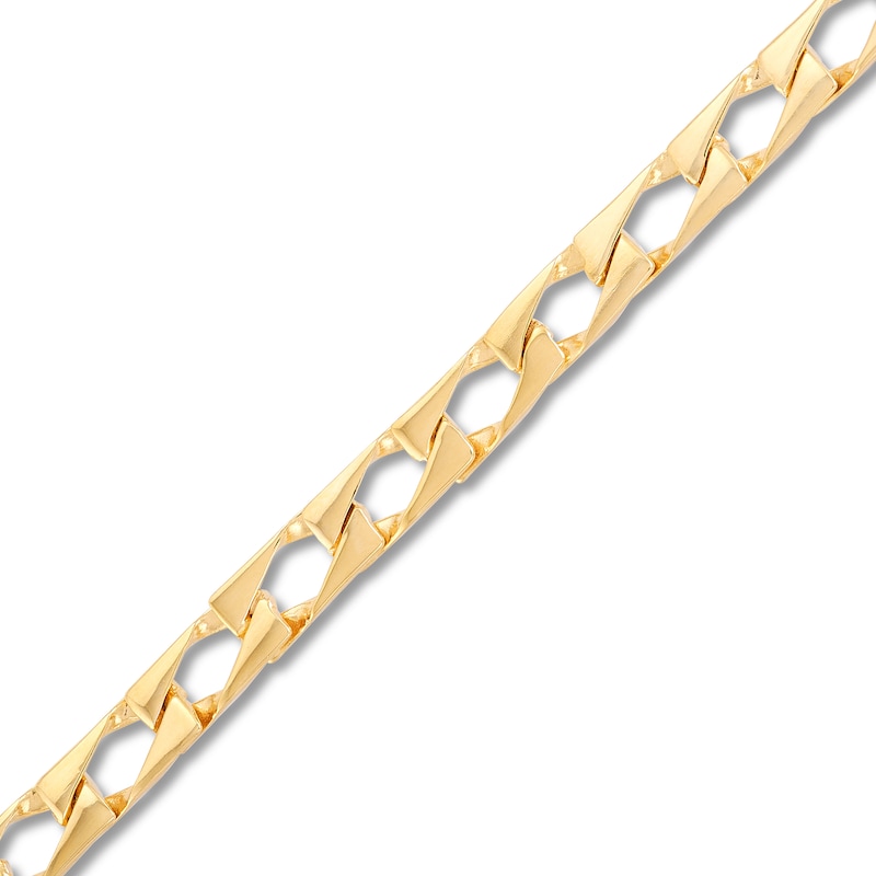 Main Image 3 of Square Curb Chain Necklace 4mm Solid 14K Yellow Gold 22"