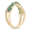 Thumbnail Image 2 of Oval-Cut Natural Emerald & Diamond Crossover Ring 1/10 ct tw 10K Yellow Gold