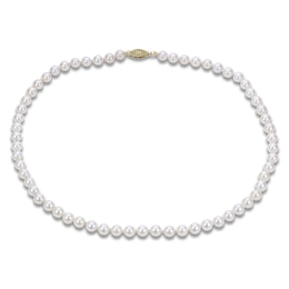 Akoya Cultured Pearl Necklace 14K Yellow Gold 5.5-6mm 16"