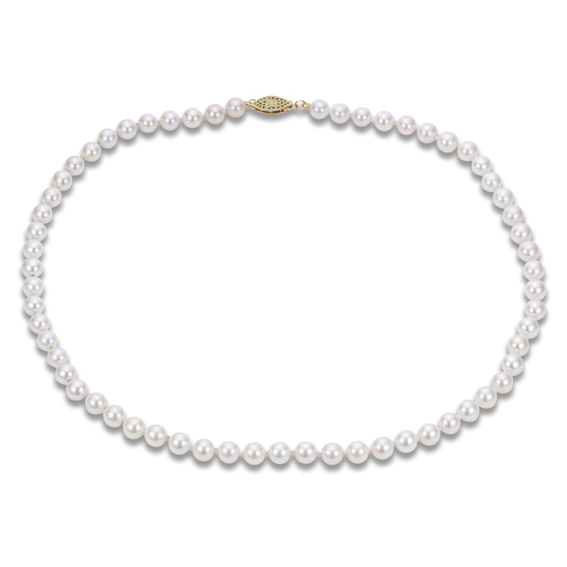 Main Image 1 of Akoya Cultured Pearl Necklace 14K Yellow Gold 5.5-6mm 16"