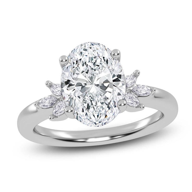 Main Image 1 of Oval-Cut Lab-Grown Diamond Engagement Ring 2-1/6 ct tw 14K White Gold