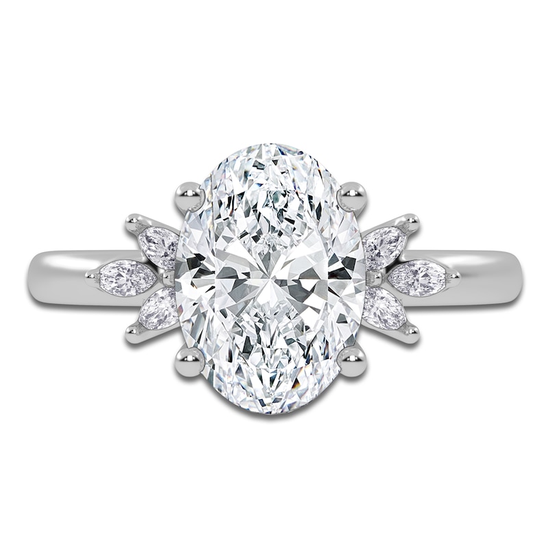 Main Image 3 of Oval-Cut Lab-Grown Diamond Engagement Ring 2-1/6 ct tw 14K White Gold