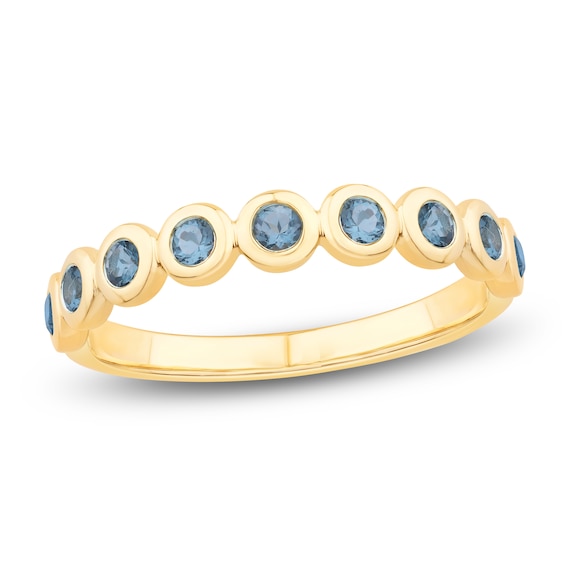 Jared Signature Bezel-Set Natural London Blue Topaz 2mm Stackable Ring 14K Yellow Gold