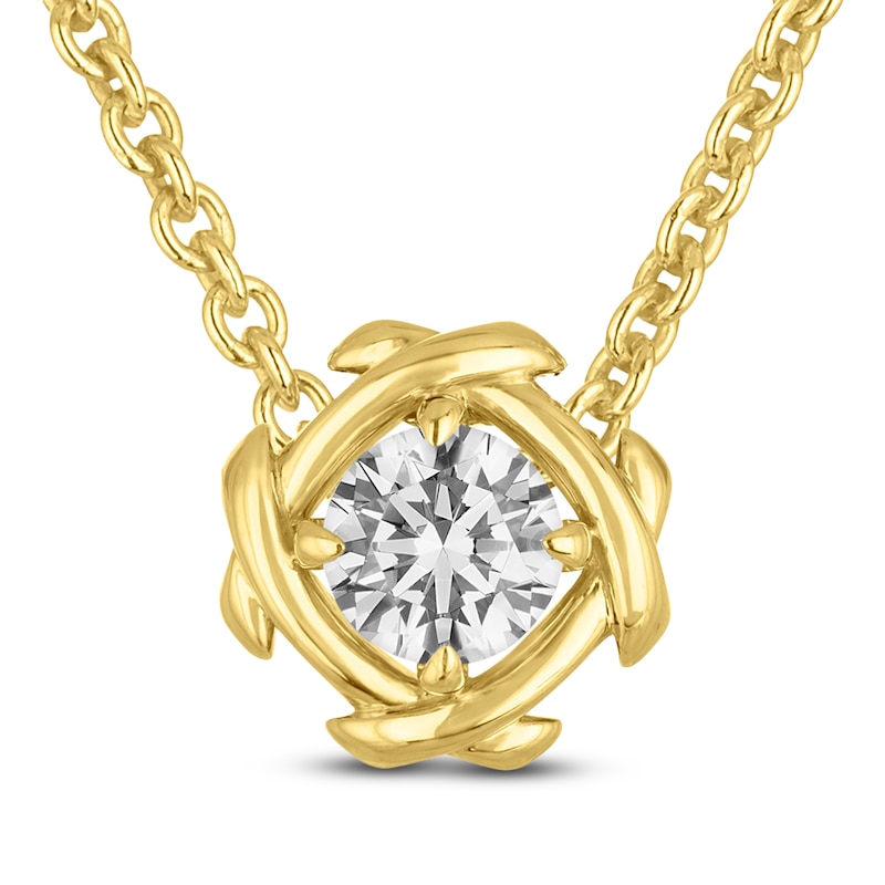 Main Image 1 of Unspoken Diamond Solitaire Necklace 1/4 ct tw 14K Yellow Gold 18" (I1/I)