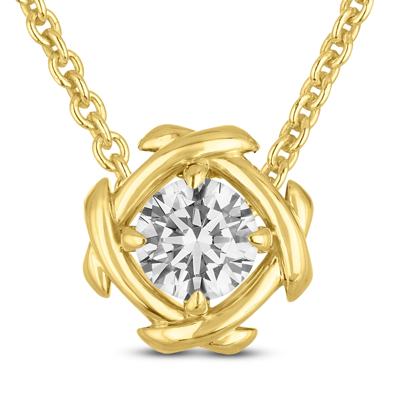 Main Image 1 of Unspoken Diamond Solitaire Necklace 1/2 ct tw 14K Yellow Gold 18" (I1/I)