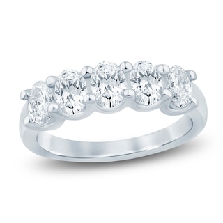 Oval-Cut Lab-Grown Diamond Five-Stone Anniversary Ring 1-1/2 ct tw 14K White Gold