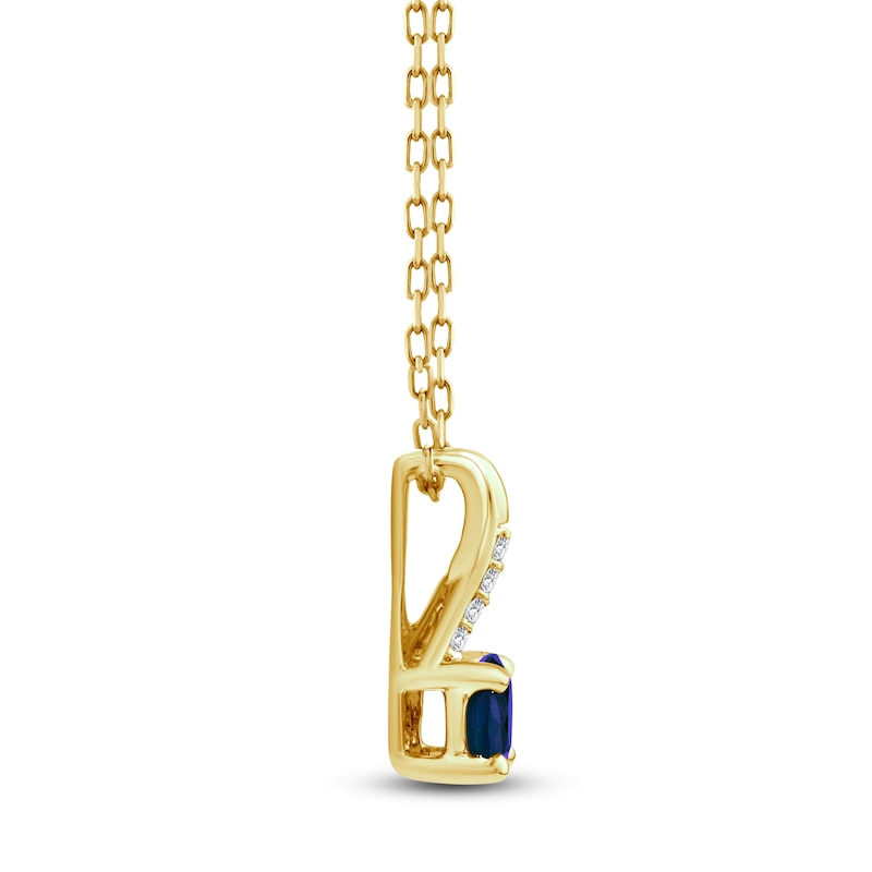 Main Image 2 of Natural Blue Sapphire & Diamond Accent Necklace 10K Yellow Gold 18"