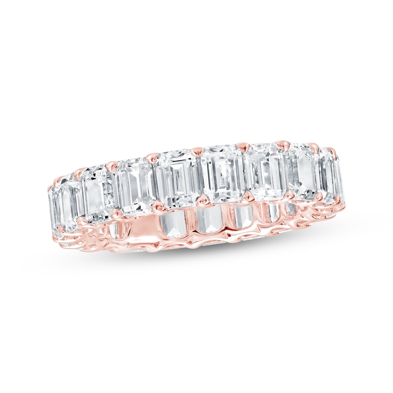 Main Image 1 of Emerald-Cut Lab-Grown Diamond Eternity Band 5-3/4 to 6-7/8 ct tw 14K Rose Gold
