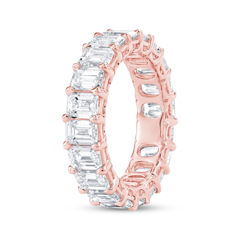 Main Image 2 of Emerald-Cut Lab-Grown Diamond Eternity Band 5-3/4 to 6-7/8 ct tw 14K Rose Gold