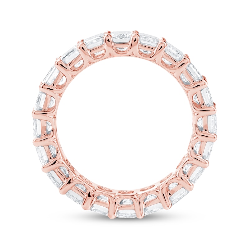 Main Image 3 of Emerald-Cut Lab-Grown Diamond Eternity Band 5-3/4 to 6-7/8 ct tw 14K Rose Gold