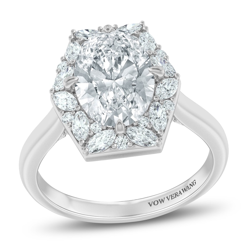 Main Image 1 of Vera Wang VOW Certified Oval-Cut Lab-Grown Diamond Halo Engagement Ring 3 ct tw 14K White Gold