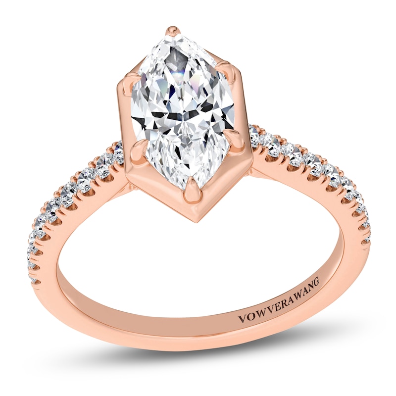 Main Image 1 of Vera Wang VOW Certified Marquise-Cut Lab-Grown Diamond Engagement Ring 1-3/4 ct tw 14K Rose Gold