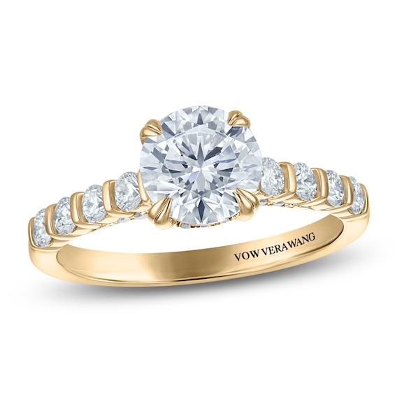 Vera Wang VOW Certified Round-Cut Lab-Grown Diamond Hidden Halo Engagement Ring 2 ct tw 14K Yellow Gold