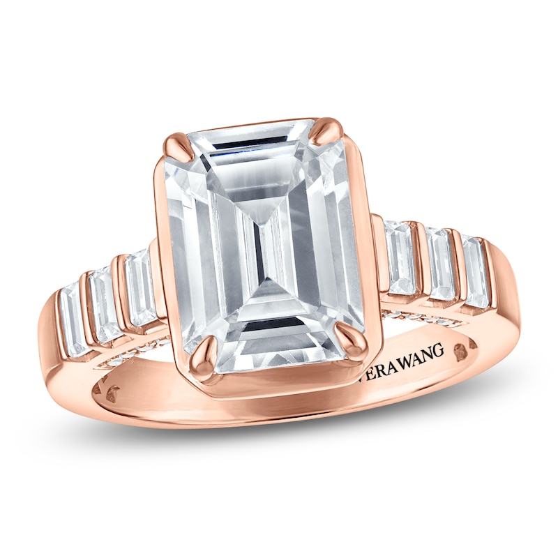 Main Image 1 of Vera Wang VOW Certified Emerald-Cut Lab-Grown Diamond Engagement Ring 4-1/2 ct tw 14K Rose Gold