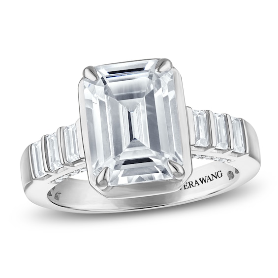 Vera Wang VOW Certified Emerald-Cut Lab-Grown Diamond Engagement Ring 4-1/2 ct tw 14K White Gold