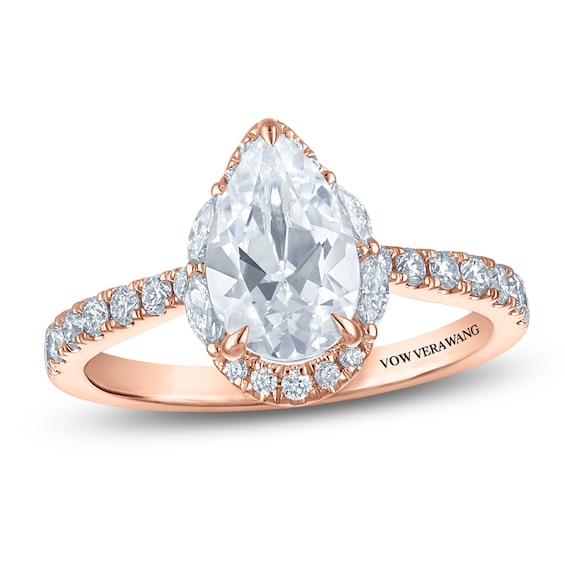 Vera Wang VOW Certified Pear-Shaped Lab-Grown Diamond Halo Engagement Ring 2 ct tw 14K Rose Gold