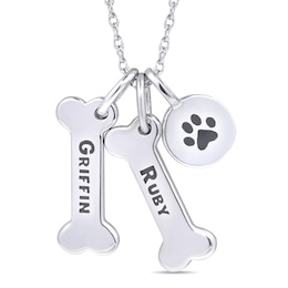 Dog Bone and Paw Pendant (2 Lines)