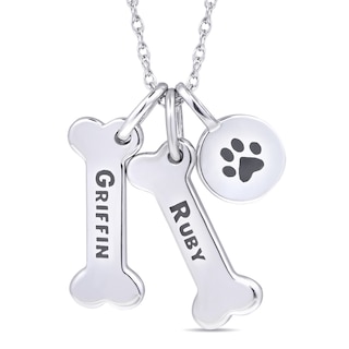 Dog Bone and Paw Pendant (2 Lines)