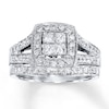 Thumbnail Image 0 of Diamond Bridal Set 7/8 ct tw Princess-Cut 14K White Gold