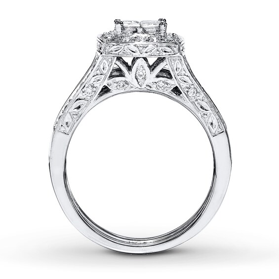Diamond Bridal Set 7/8 ct tw Princess-Cut 14K White Gold | Jared