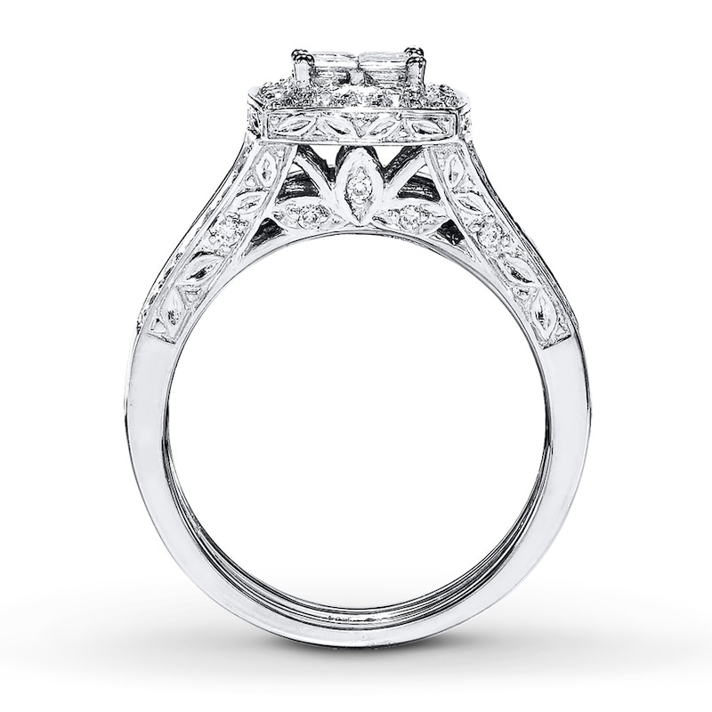 Diamond Bridal Set 7/8 ct tw Princess-Cut 14K White Gold