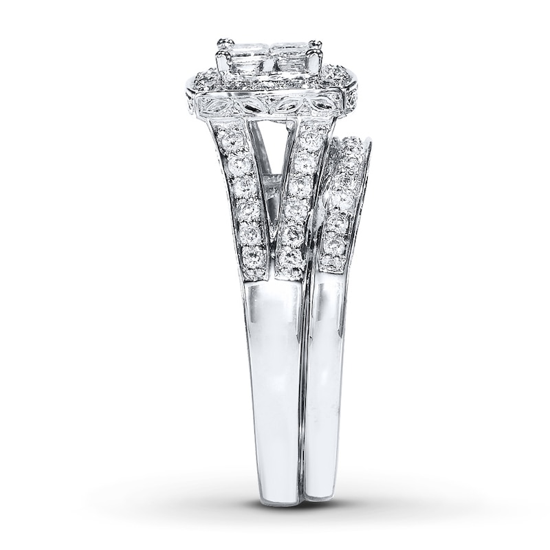 Diamond Bridal Set 7/8 ct tw Princess-Cut 14K White Gold
