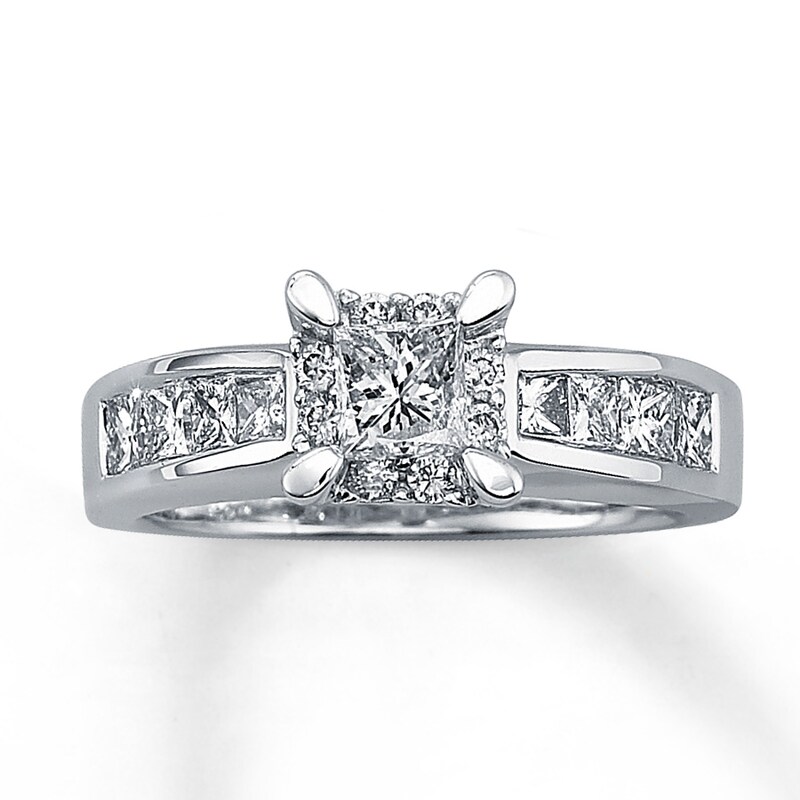 Main Image 1 of Diamond Engagement Ring 1-1/4 ct tw Princess-cut 14K White Gold