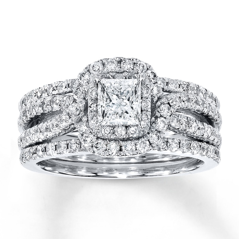 Diamond Bridal Set 1-1/2 ct tw Princess-cut 14K White Gold