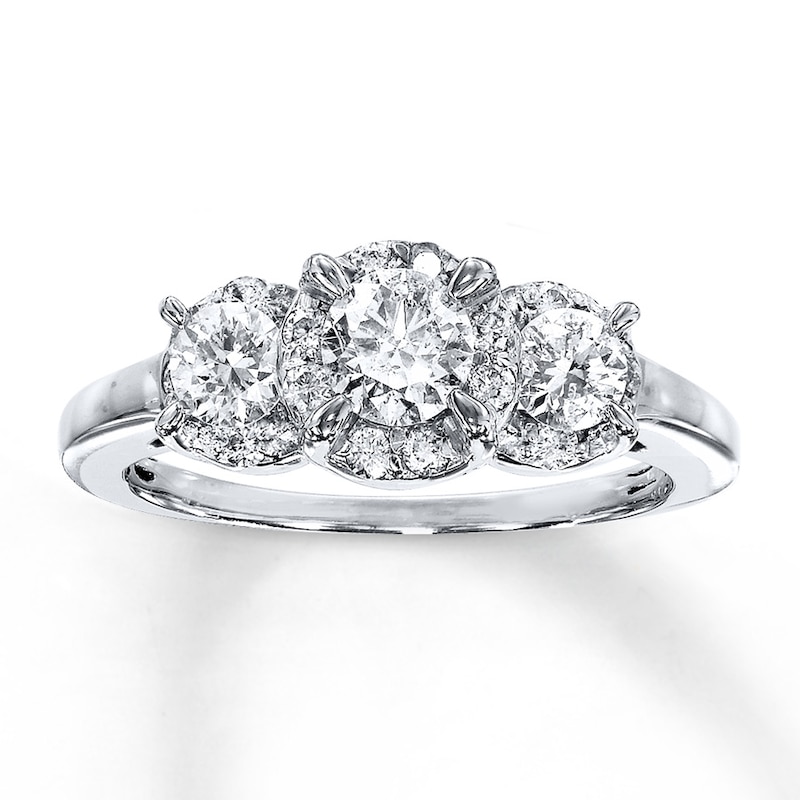 Diamond 3-Stone Ring 1 carat tw Round-cut 14K White Gold