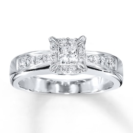 Diamond Engagement Ring 3/4 ct tw Princess-cut 14K White Gold