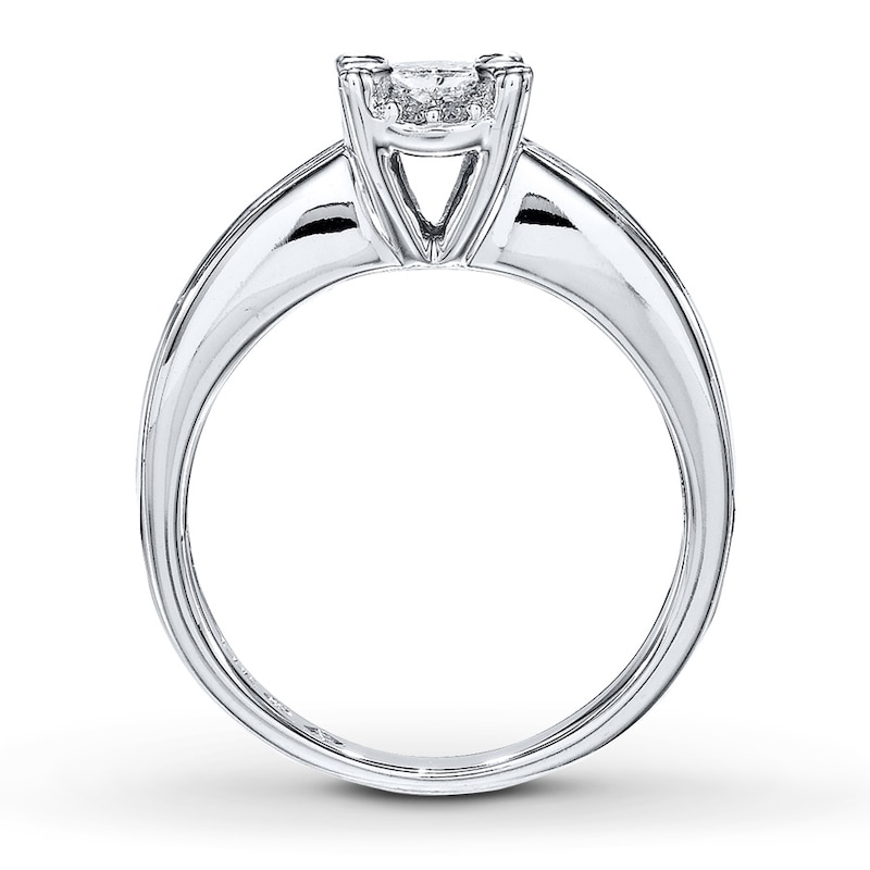 Diamond Engagement Ring 3/4 ct tw Princess-cut 14K White Gold
