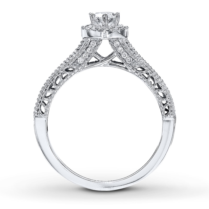 Main Image 2 of Diamond Engagement Ring 1 ct tw Marquise/Round 14K White Gold