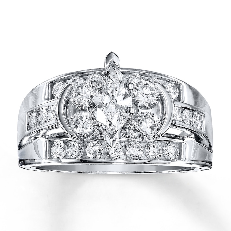 Diamond Engagement Ring 1-1/2 ct tw Marquise 14K White Gold