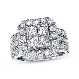 Diamond Bridal Set 3 ct tw Princess-cut 14K White Gold