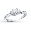 Thumbnail Image 0 of Diamond 3-Stone Ring 1/2 ct tw Princess-cut 14K White Gold