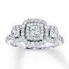 Thumbnail Image 0 of Diamond 3-Stone Ring 7/8 ct tw Princess/Round 14K White Gold