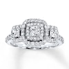 Thumbnail Image 1 of Diamond 3-Stone Ring 7/8 ct tw Princess/Round 14K White Gold