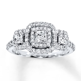 Diamond 3-Stone Ring 7/8 ct tw Princess/Round 14K White Gold