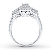 Thumbnail Image 1 of Diamond 3-Stone Ring 7/8 ct tw Princess/Round 14K White Gold