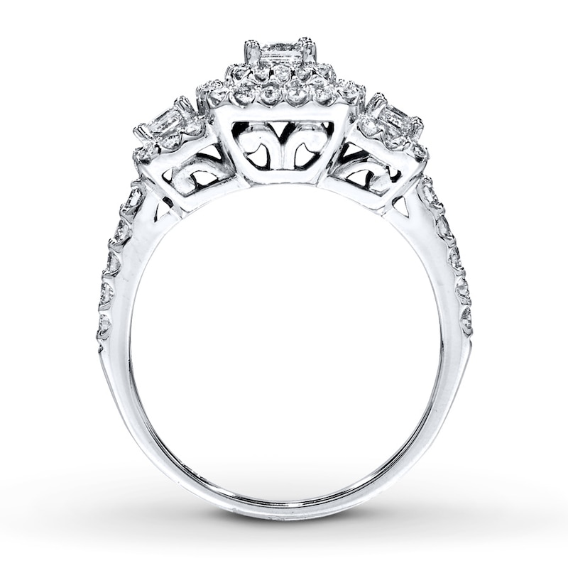 Diamond 3-Stone Ring 7/8 ct tw Princess/Round 14K White Gold