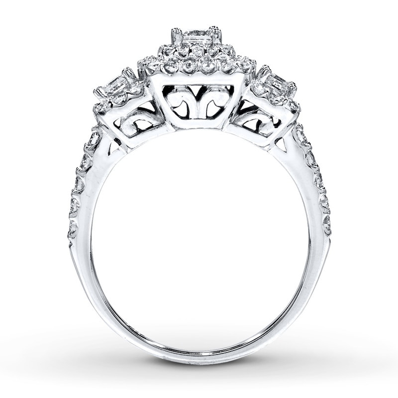 Main Image 2 of Diamond 3-Stone Ring 7/8 ct tw Princess/Round 14K White Gold