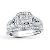 Thumbnail Image 0 of Diamond Bridal Set 3/8 ct tw Princess-cut 14K White Gold