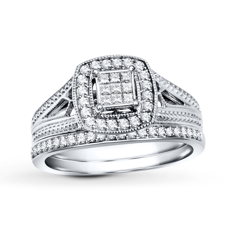 Diamond Bridal Set 3/8 ct tw Princess-cut 14K White Gold | Jared